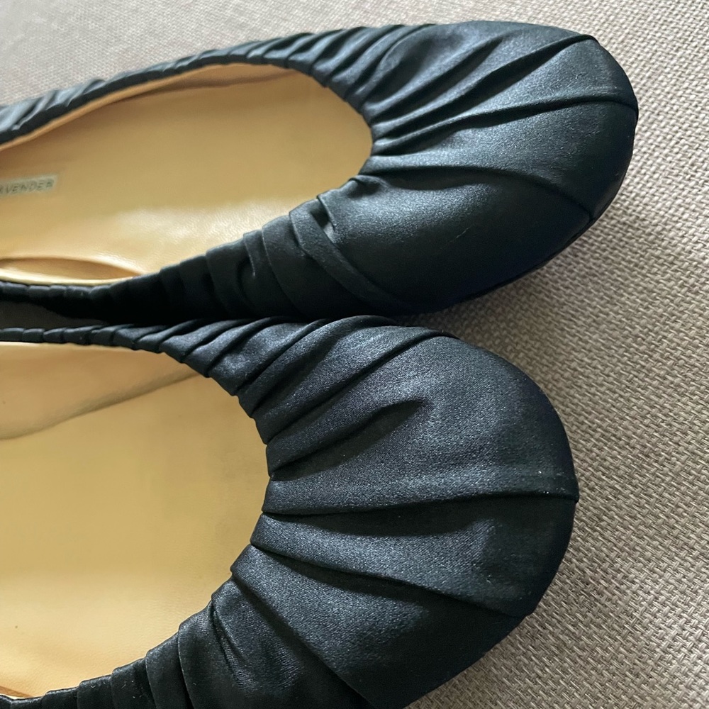 Vera Wang Lavender Satin Rushed Ballet Flats 10